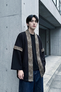 现货 春秋风蟒纹印花拼接男士道袍汉服 D3206-P78图片