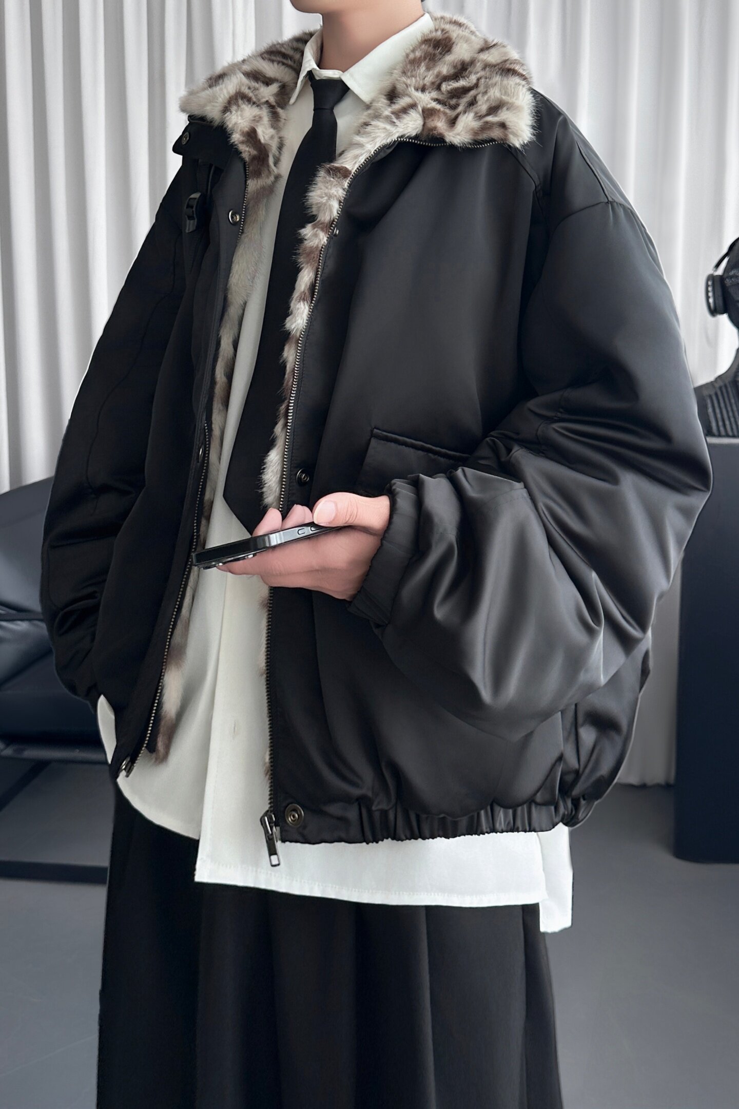 美式座山雕棉服男款冬季立领设计穿豹纹加厚外套M6092-P138,男装棉衣,星座1017