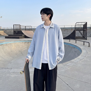 现货潮衬衫小众刺绣长袖衬衣新中式情侣外套 DY877-P68，男装衬衫，星座1017