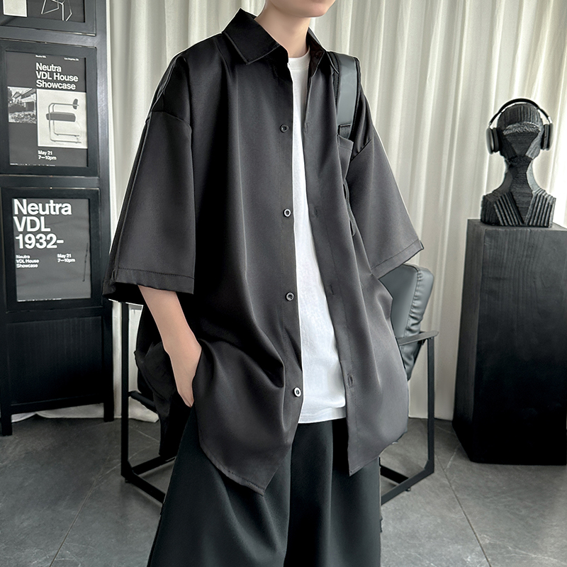 日系潮流宽松短袖衬衫立体口袋休闲上衣DS83-P45，男装T恤，星座1017