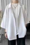 设计感小众纯色衬衫男夏季薄款港风日系dk制服七分袖情侣衬衣外套，男装衬衫，星座1017