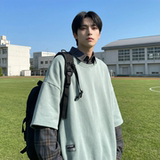 现货2026春款假两件卫衣衬衫领复古vibe格子美式外套A5613-P65，男装衬衫，星座1017