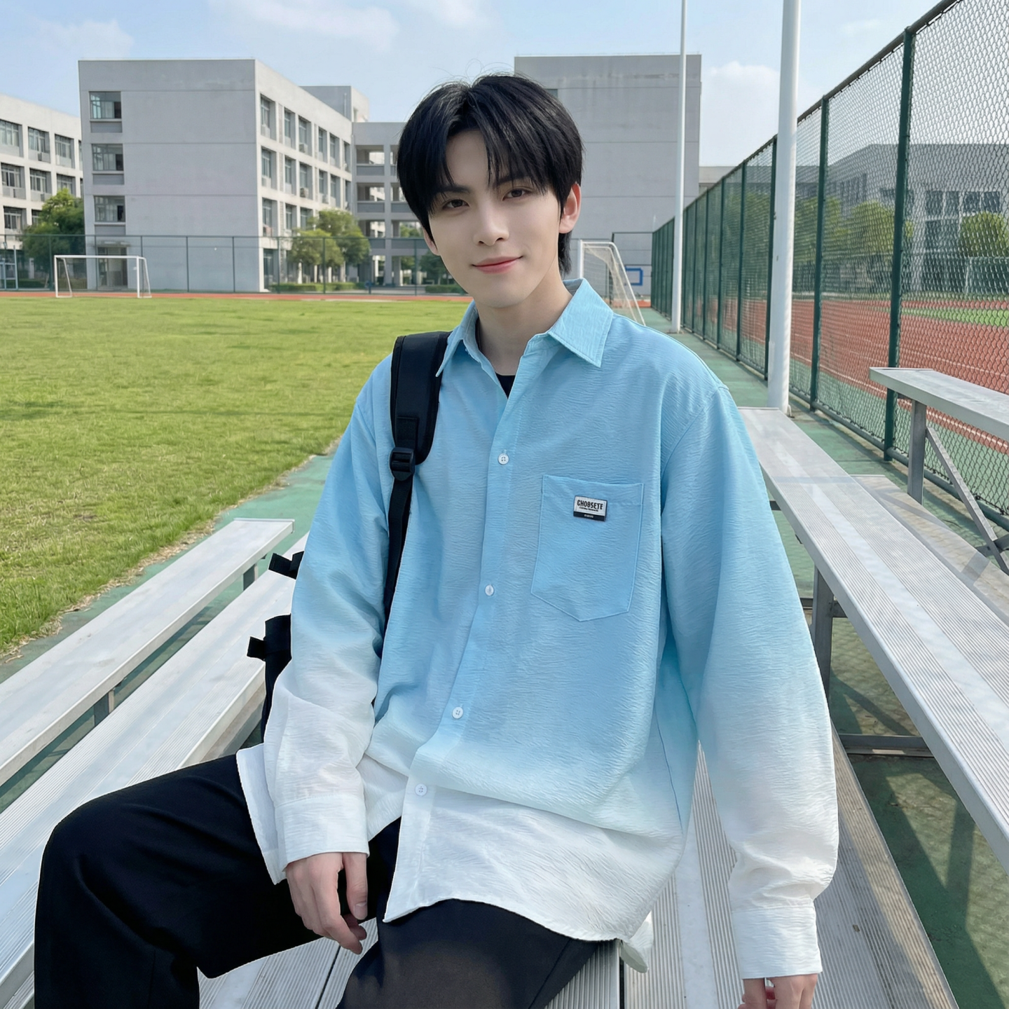 2026现货渐变长袖衬衫水洗褶皱宽松潮流休闲衬衣DS651-P58，男装衬衫，星座1017