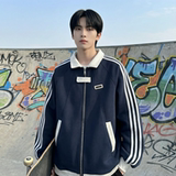 现货2026三条杠翻领夹克男宽松休闲运动外套R238-P68，男装夹克，星座1017