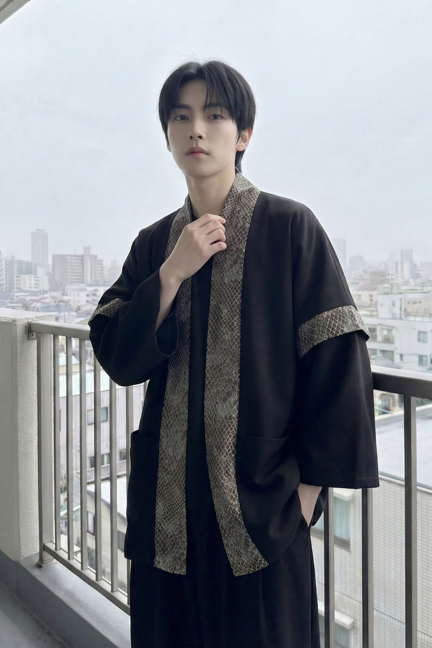 现货春秋风蟒纹印花拼接男士道袍汉服D3206-P78,男装民族服装,星座1017