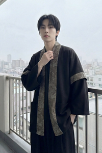 现货 春秋风蟒纹印花拼接男士道袍汉服 D3206-P78图片