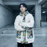 现货春款潮流涂鸦拼接夹克开衫连帽外套WT23-P75控96，男装夹克，星座1017