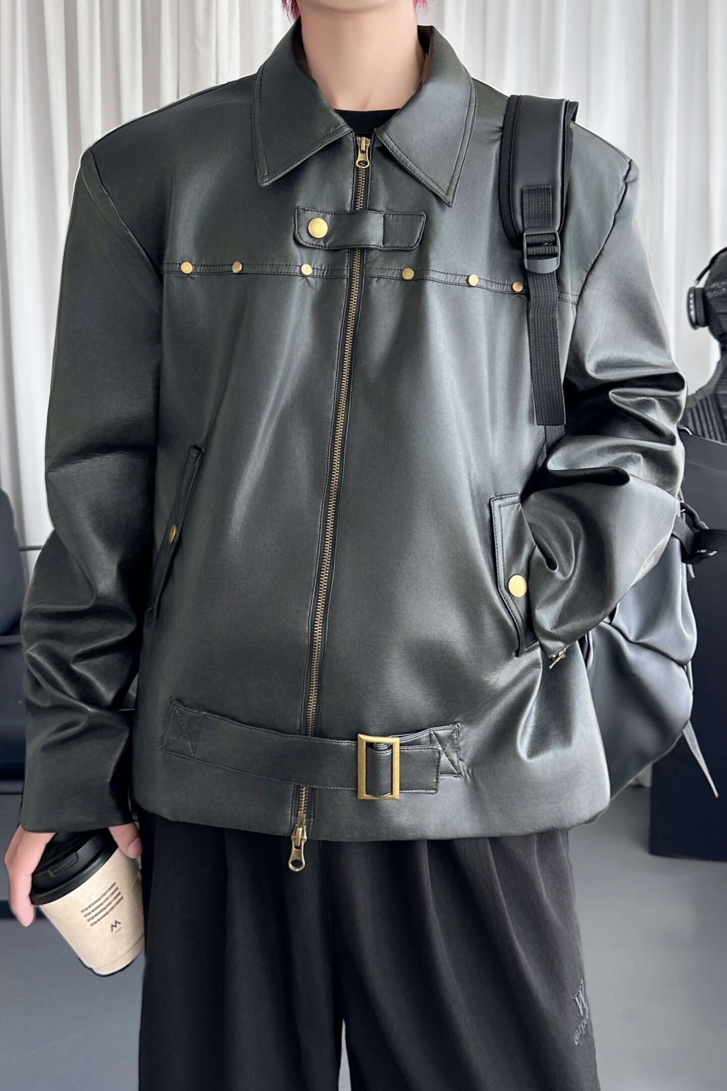 美式复古皮衣外套男秋季cleanfit垫肩机车夹克D3043-P138,男装夹克,星座1017