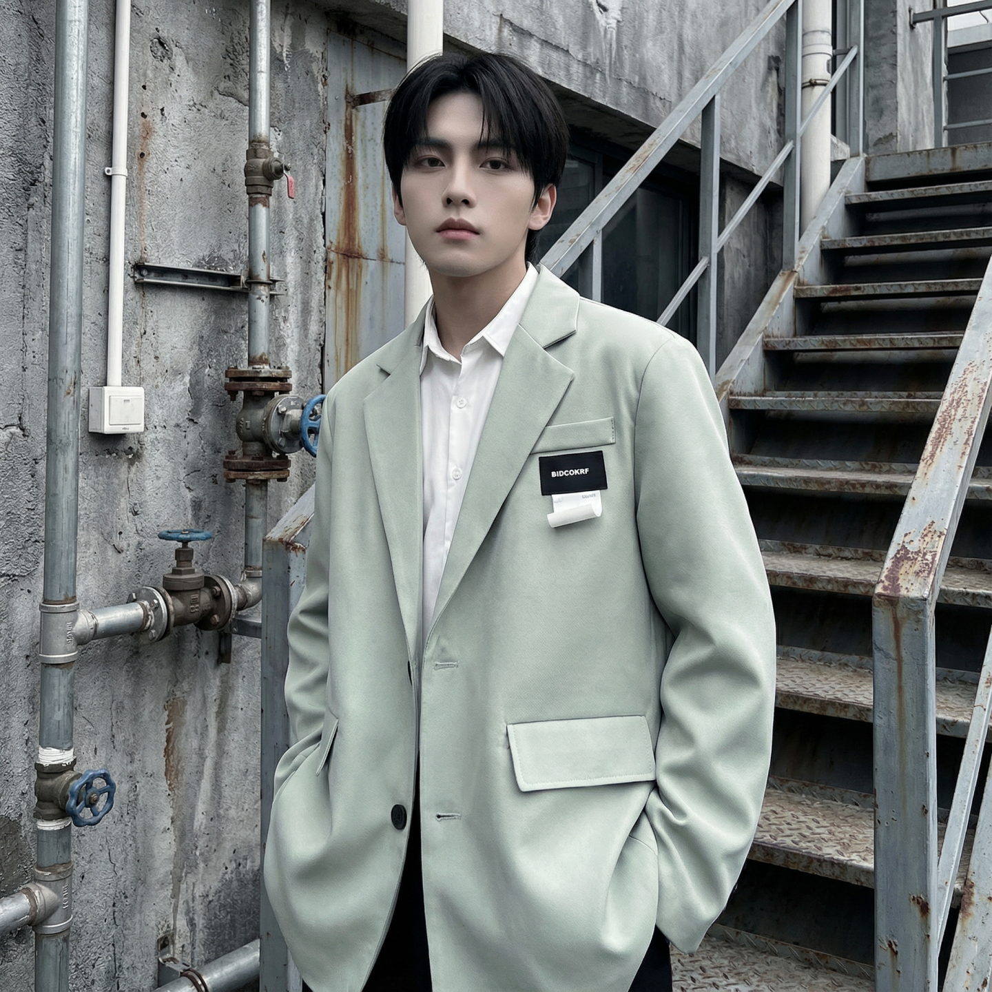 现货休闲西服男春秋宽松大码潮高级感痞帅外套西装JK342-P98，男装西服套装，星座1017