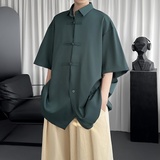 夏季高级感新中式薄款冰丝衬衫风盘扣汉服AS28-P55，商品下架区，星座1017