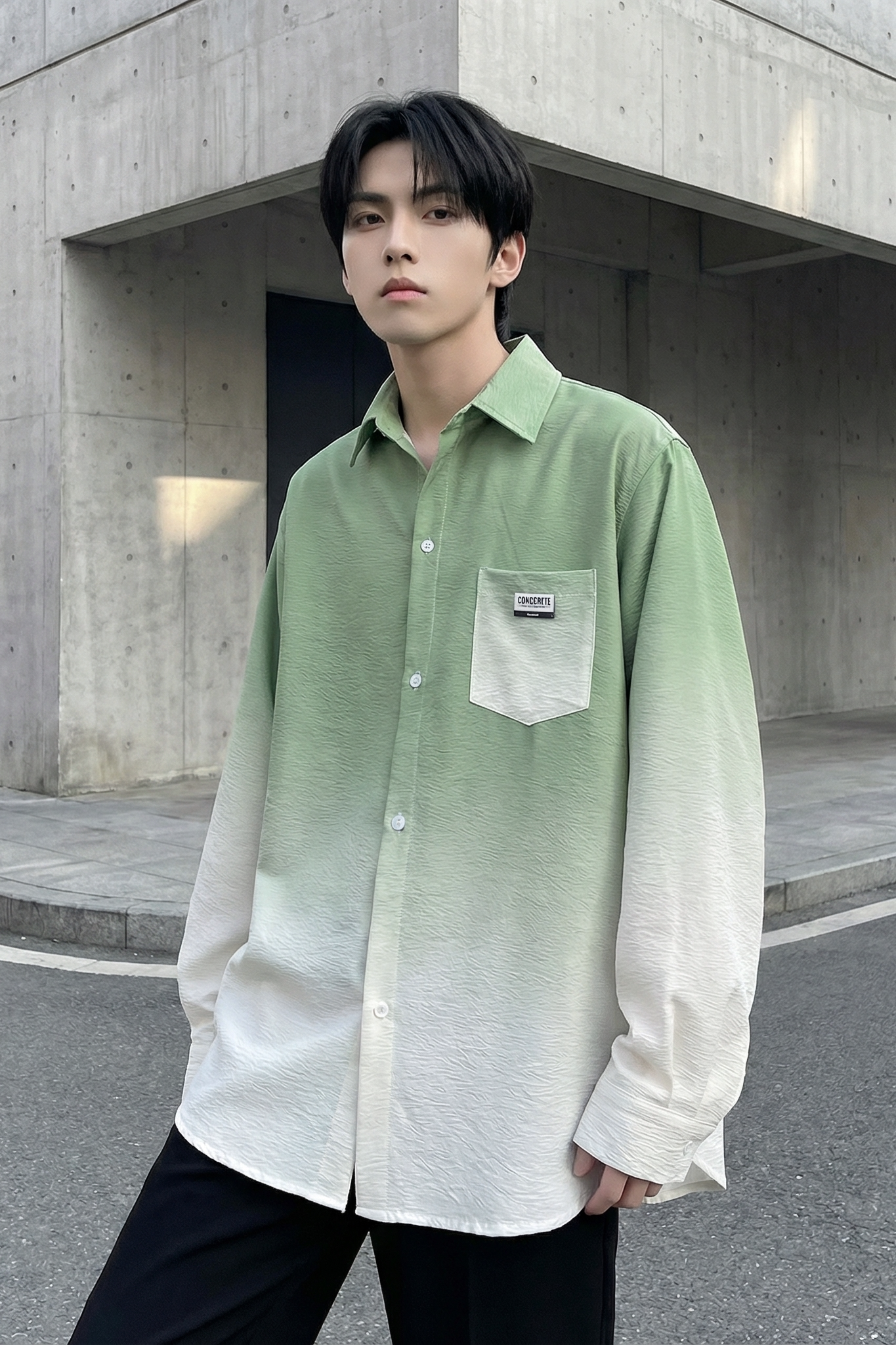 2026现货渐变长袖衬衫水洗褶皱宽松潮流休闲衬衣DS651-P58,男装衬衫,星座1017