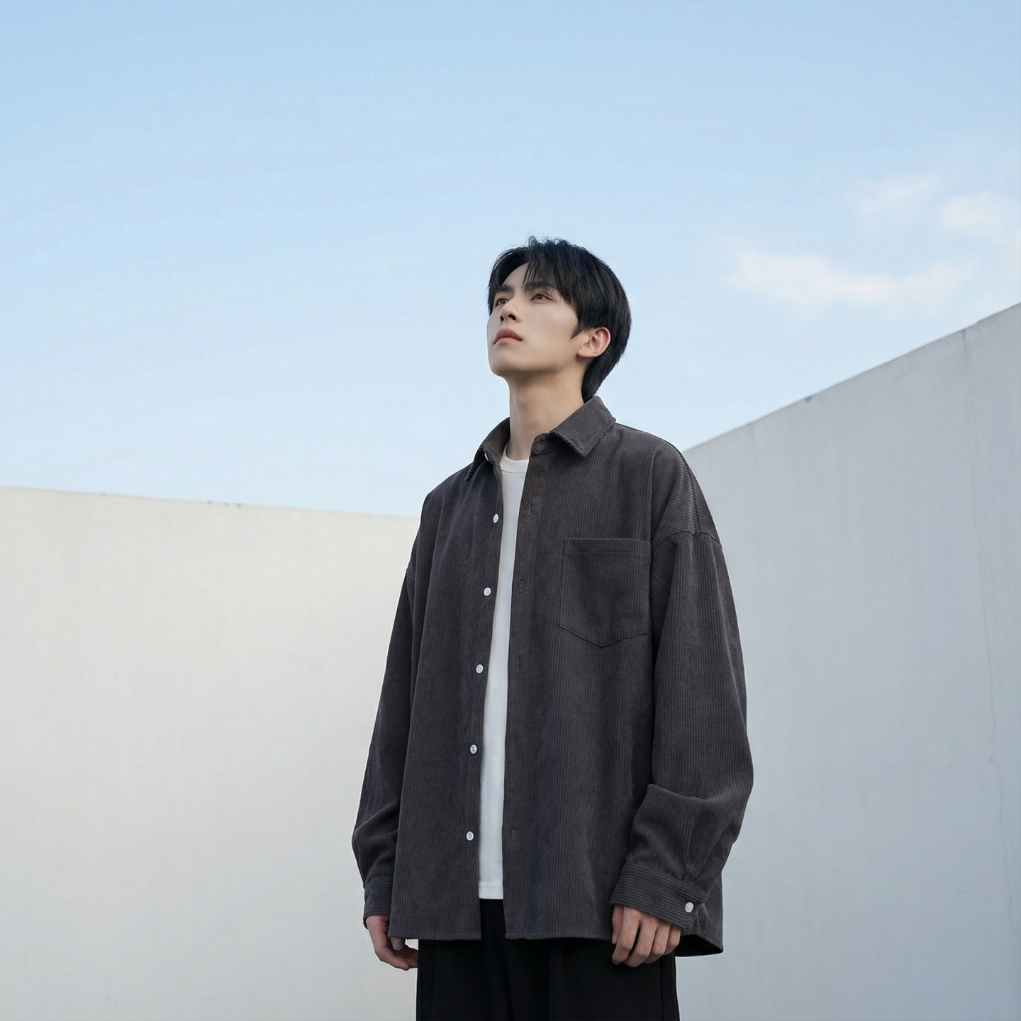 现货灯芯绒高级感长袖衬衫男休闲衬衣外套 C963-P48图片