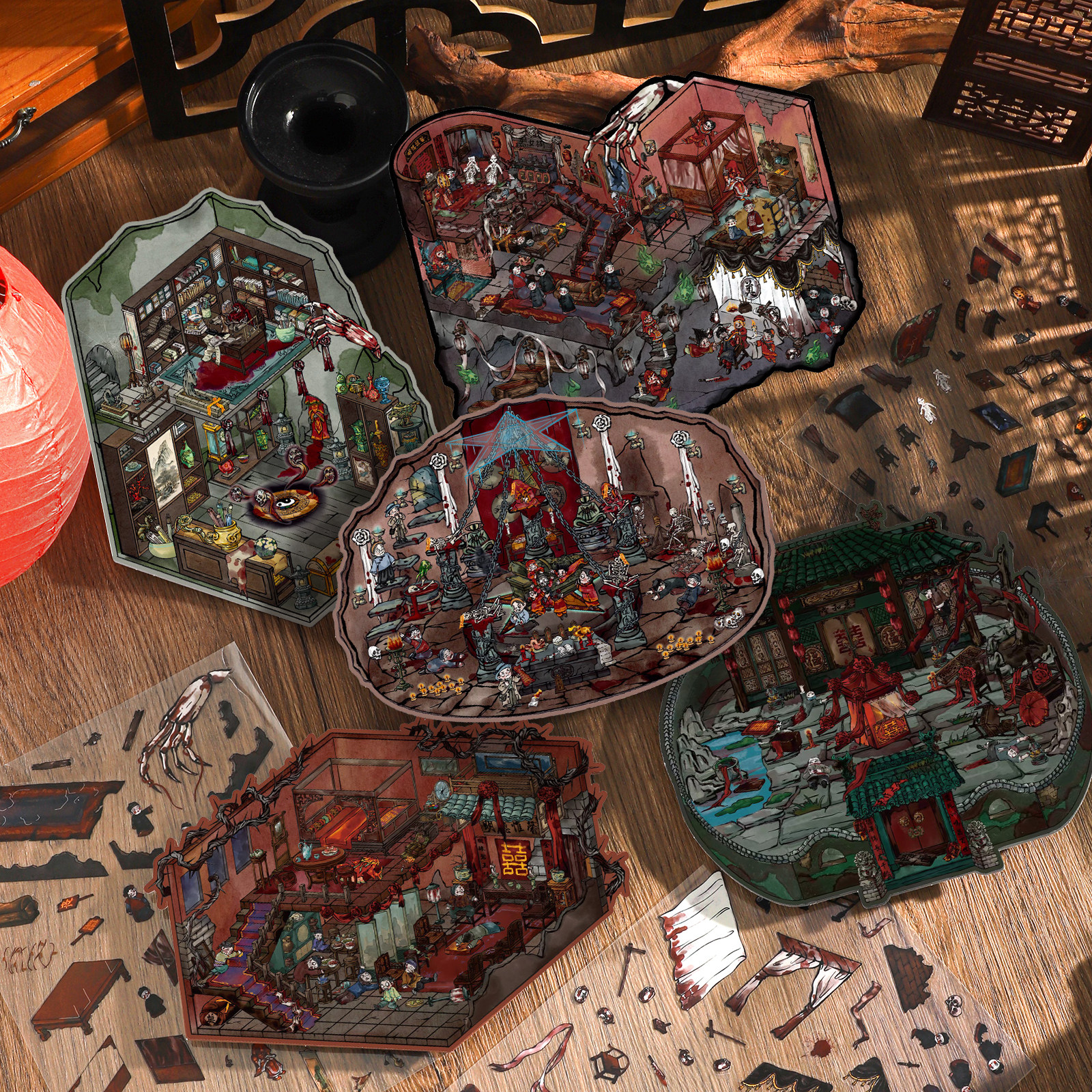 新屿言 · 28.0系列中式微恐剧恐造景贴纸中国风立体场景贴DIY