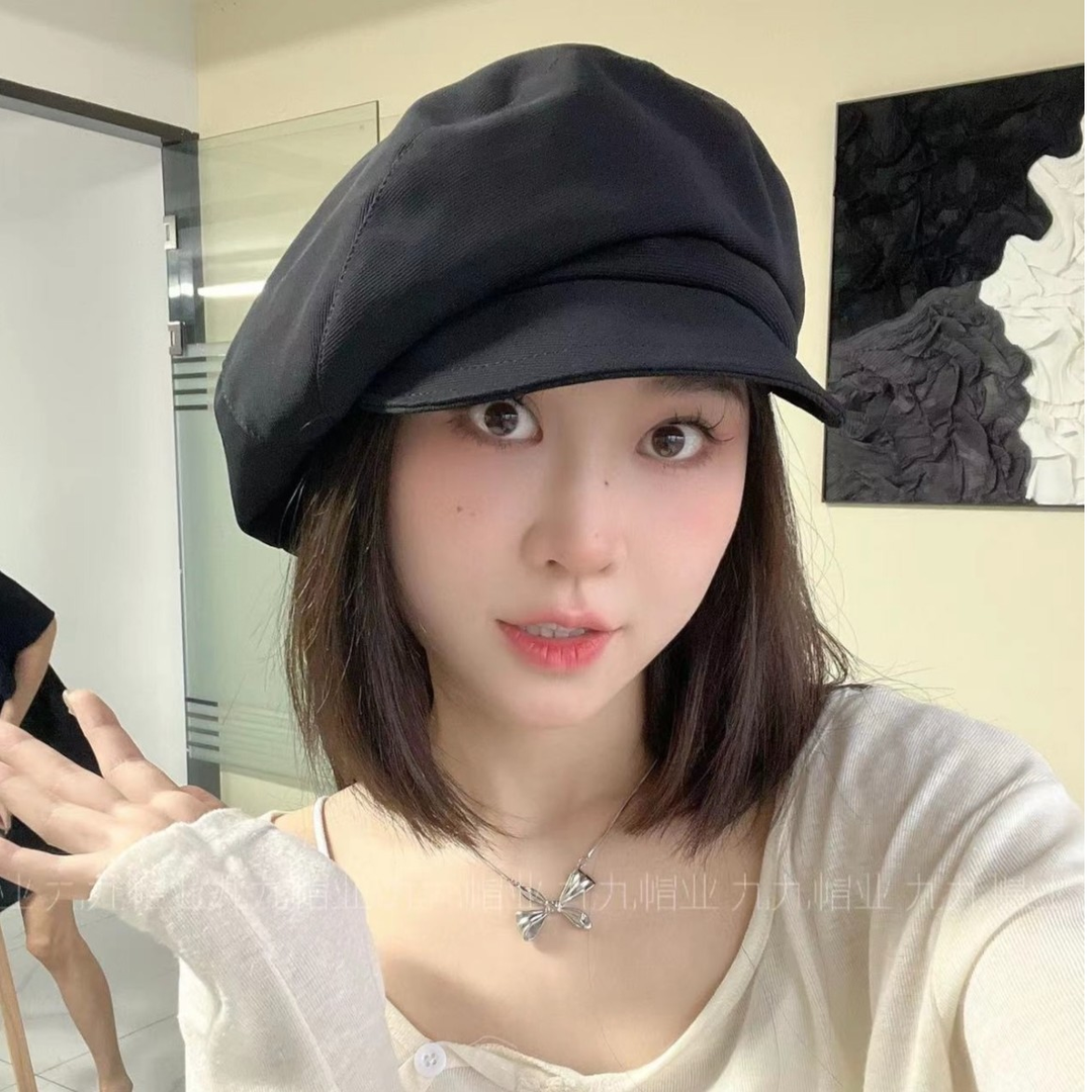 百搭画家帽卷边八角贝雷帽