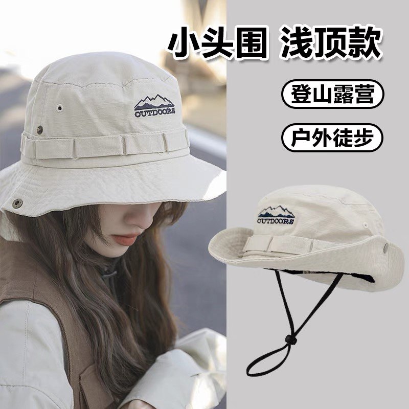 登山帽小头围帽子女户外露营爬山徒步小号西部牛仔帽防晒遮阳帽