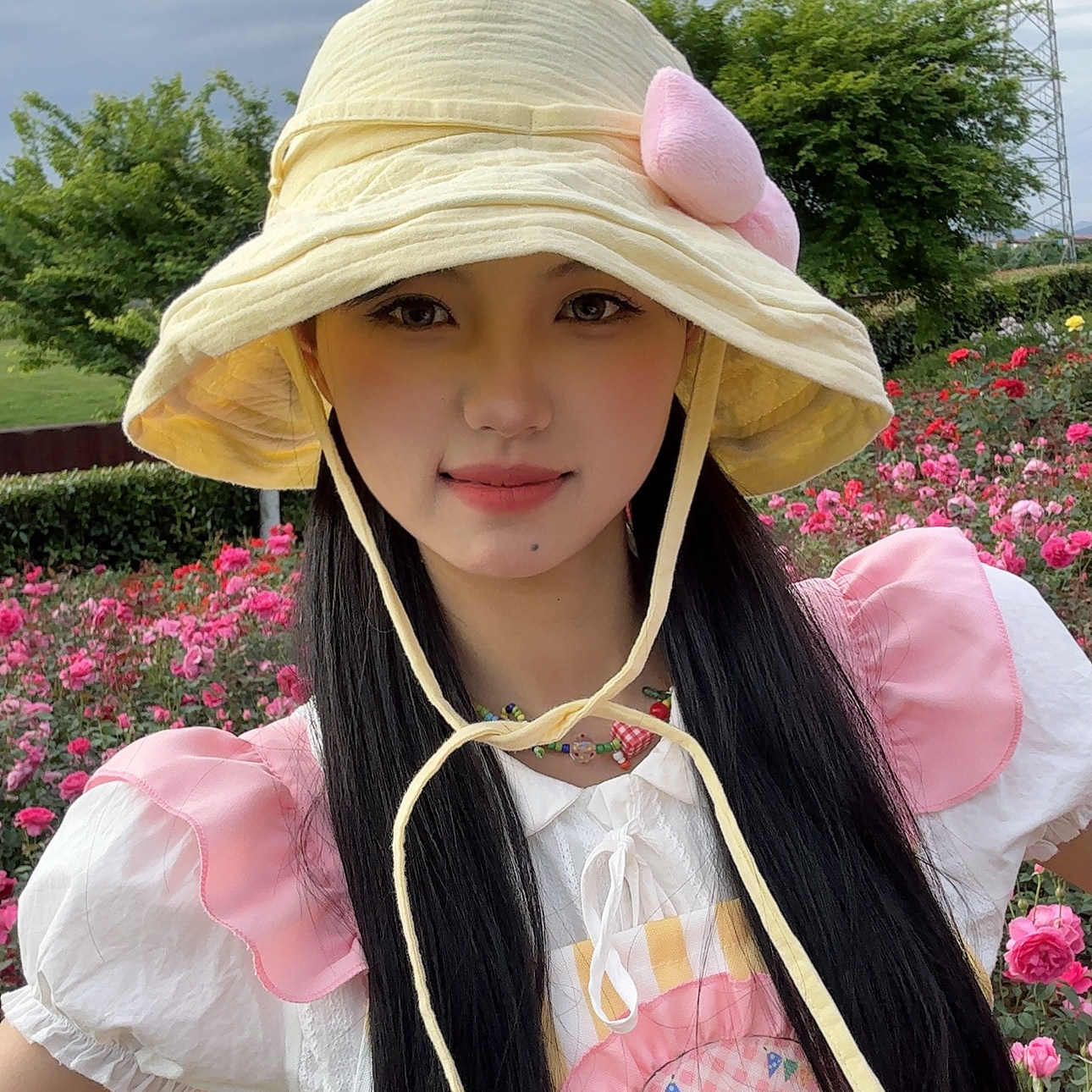 迪尼饼饼防晒帽女生夏季甜美户外骑行遮阳防紫外线大帽檐渔夫帽