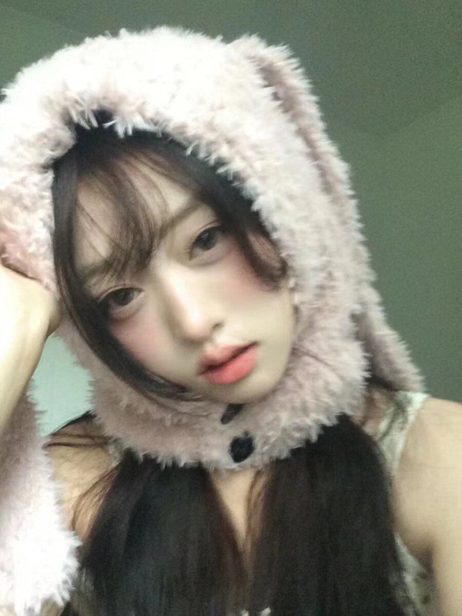 户外保暖超长兔兔耳朵毛绒帽子女生冬季可爱巴拉克拉法帽骑车护耳