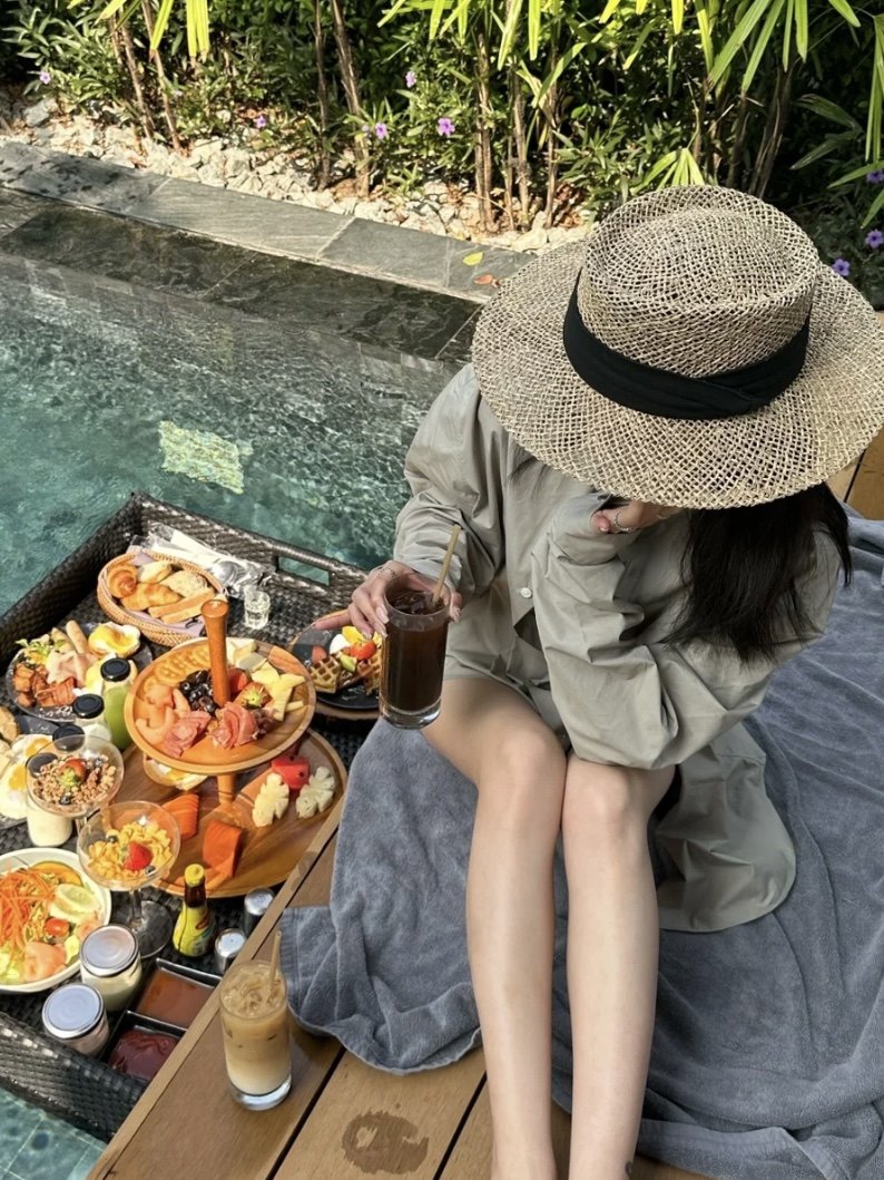 天然咸水草草编帽女夏季出游海边镂空棉麻织带遮阳大檐帽平顶草帽