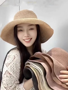 夏季百搭细勾针遮阳帽纯手工渔夫帽仙女出游圆顶草帽防晒遮阳帽女