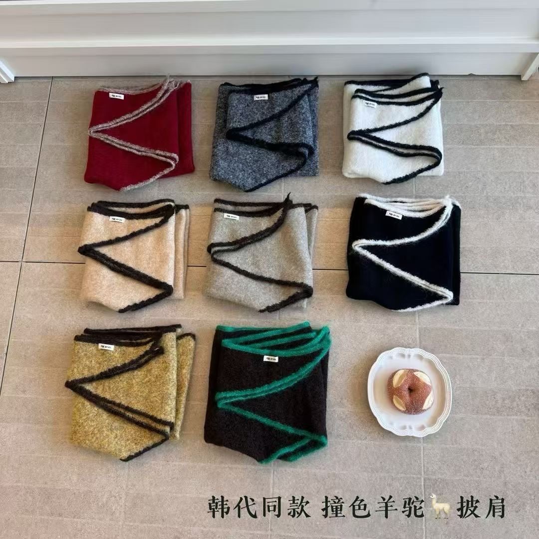 2025新款韩版百搭保暖围巾女冬季加厚保暖围脖披肩两用