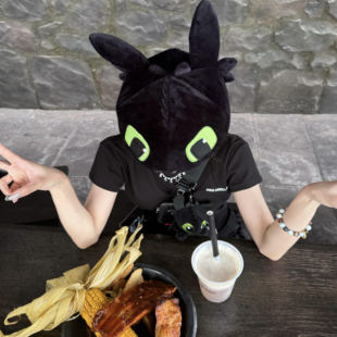 驯龙高手小黑无牙仔帽子环球影城秋冬可爱头套女奇妙之旅情侣拍照