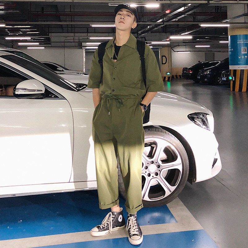 潮上服饰2020夏季新款情侣日系复古工装连体衣休闲学生潮流九分裤