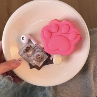 可爱卡通爪爪冰棍适用华为freeclip2耳机保护套 华为系列FreeBuds5i/6i/7i耳机壳 se2/se3/pro3/pro4硅胶软壳