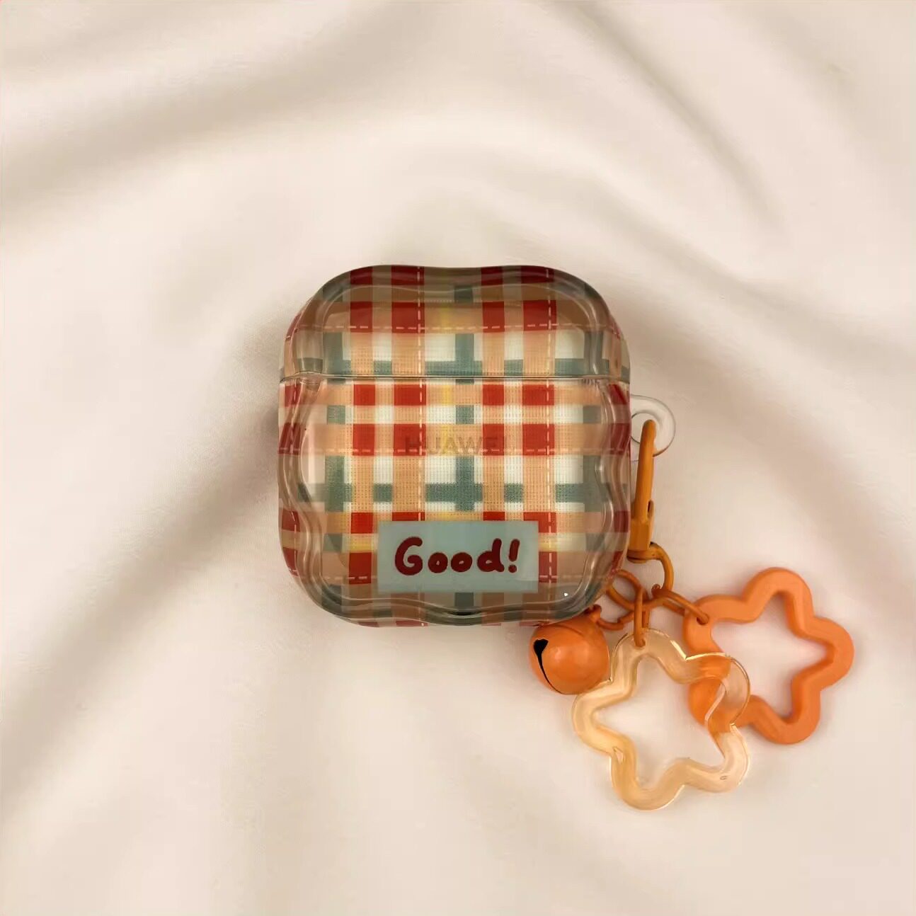 适用于华为freeclip2耳机保护套 华为系列耳机壳FreeBudsPro3/Pro4/5i/6i/7i防摔壳 可爱创意复古格纹IMD工艺