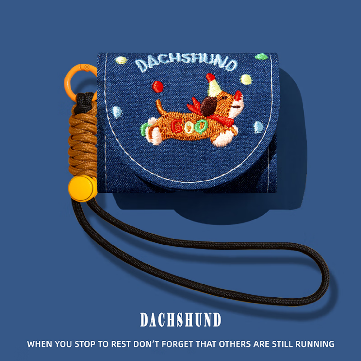 牛仔刺绣腊肠狗适用AirpodsPro3蓝牙耳机壳刺绣腊肠狗设计苹果airpods4代保护套airpods1/2/3/pro/pro2耳机套