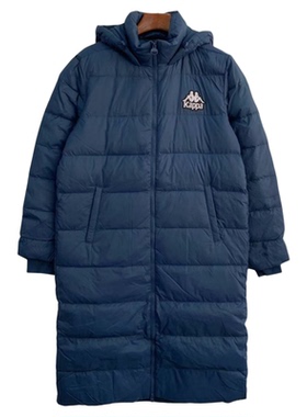 Kappa卡帕男女情侣长款羽绒服冬连帽防寒加厚保暖外套K0AZ2YY66D