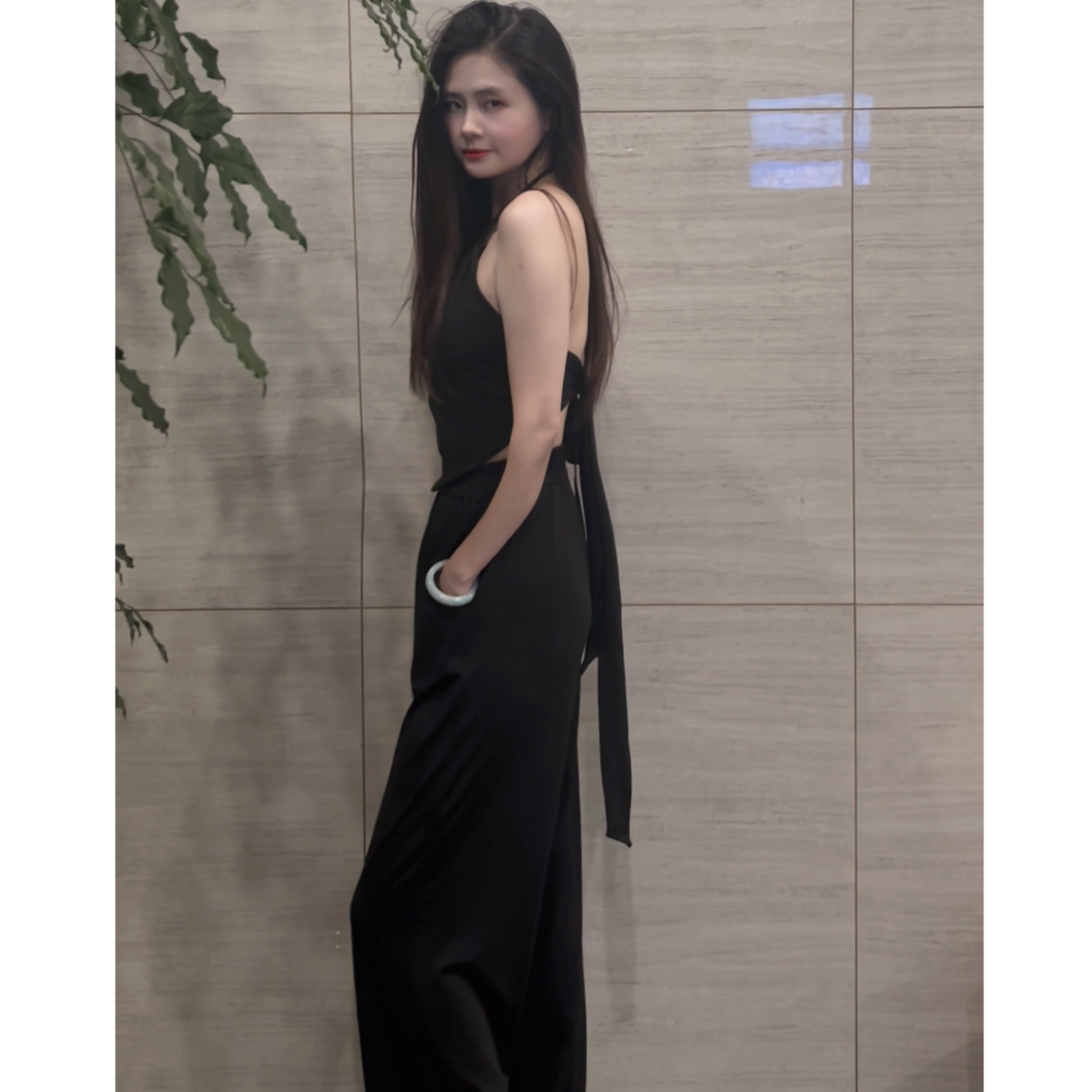 灰小猫 夏季复古气质纯色带胸垫挂脖肚兜+高腰阔腿休闲长裤套装女,女装/女士精品,时尚套装,淘宝优惠券,粉丝福利购,淘宝优惠卷