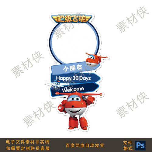 超级飞侠宝宝宴迎宾牌 PSD 源文件周岁百天生日水牌 KT板设计素材