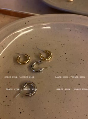 简约形百搭金属银针耳环