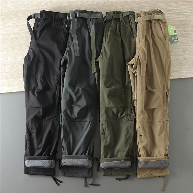 德国订单!防风防水户外加绒宽松裤男士直筒秋冬休闲裤多袋工装裤