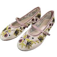 2026 shoes women Fashion Flower-embroidered Mesh Ballet Flat Shoes Women Retro One-Shoulder Strap Mary thumbnail 3