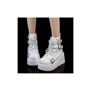 2026 shoes women夜行骑士原创马丁靴辣妹厚底圆头超酷短靴扣带装