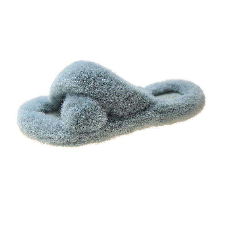 2026 shoes women毛毛拖鞋女秋季新款交叉厚底仿兔毛平底休闲外穿,居家布艺,居家棉拖/棉鞋,淘宝优惠券,粉丝福利购,淘宝优惠卷