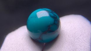 湖北十堰矿区天然原矿高瓷绿松石精工雕刻乌兰花圆珠散珠配饰顶珠