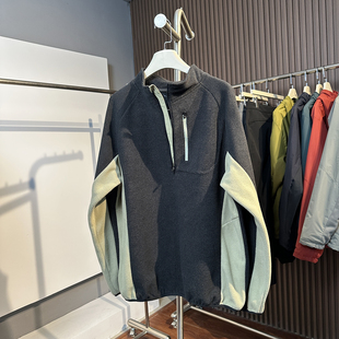 小众品牌秋冬户外运动休闲加绒打底衫男士保暖卫衣半拉链抓绒衣