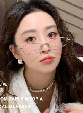 2025新品GM宝石眼镜架男银色多边形清冷高智感珠宝眼镜框女GLEAM