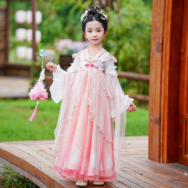 超仙女童汉服春秋季春装儿童装2026新款古风古装中国风古筝演出服图片