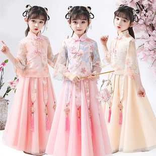 套装 女童汉服公主连衣裙子儿童装 秋季 5岁6秋装 长裙 洋气旗袍春秋款