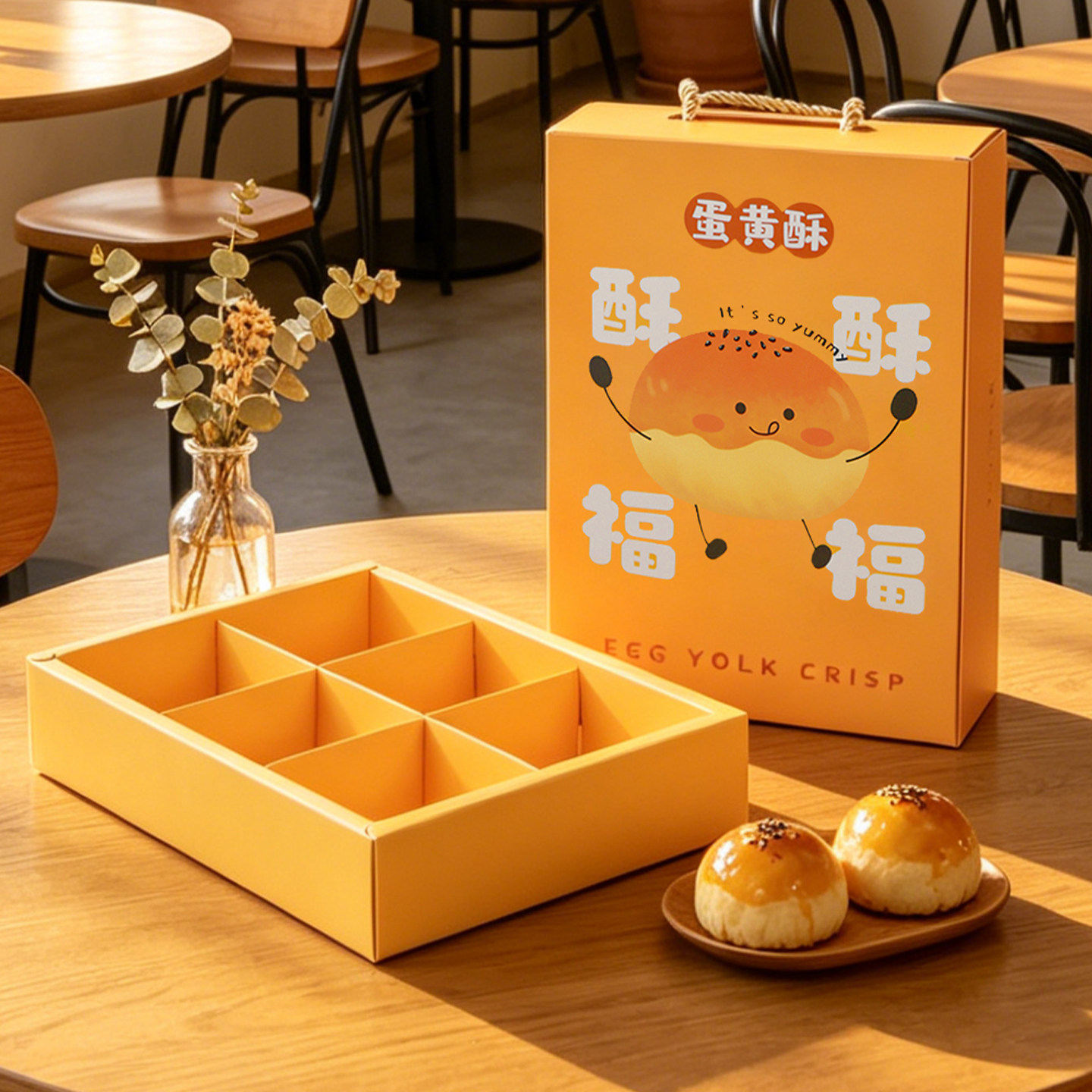 蛋黄酥盒子雪媚娘包装盒4粒装糕点甜品烘焙盒手提袋烘焙常温打包