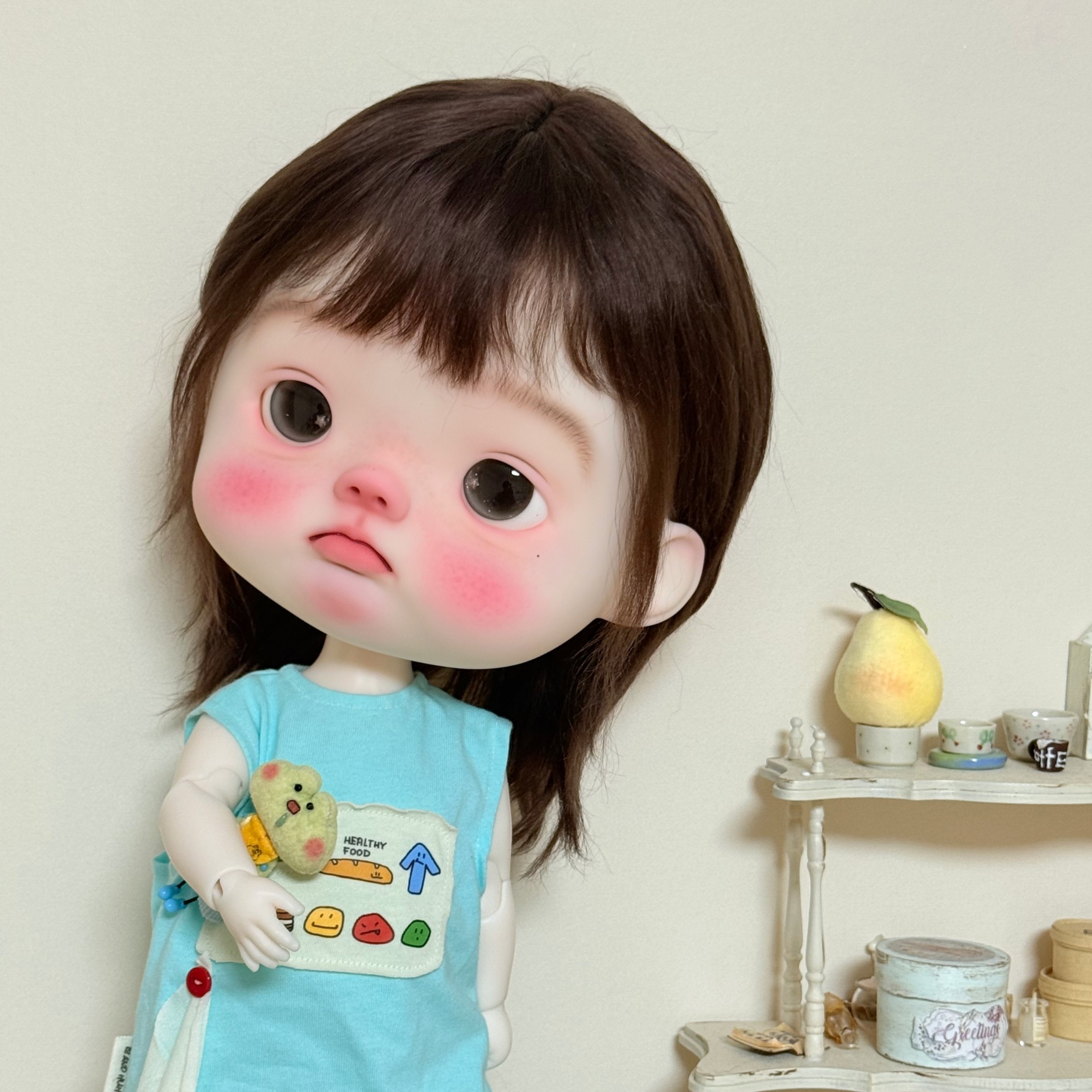 桃气岛屿BJD假发纯羊毛巨婴点妹短妹妹头假发