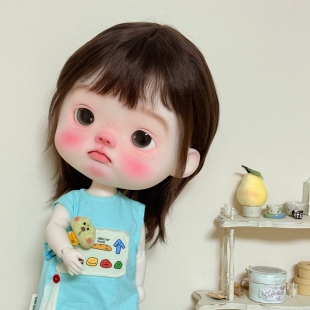 桃气岛屿BJD假发纯羊毛巨婴点妹短妹妹头假发