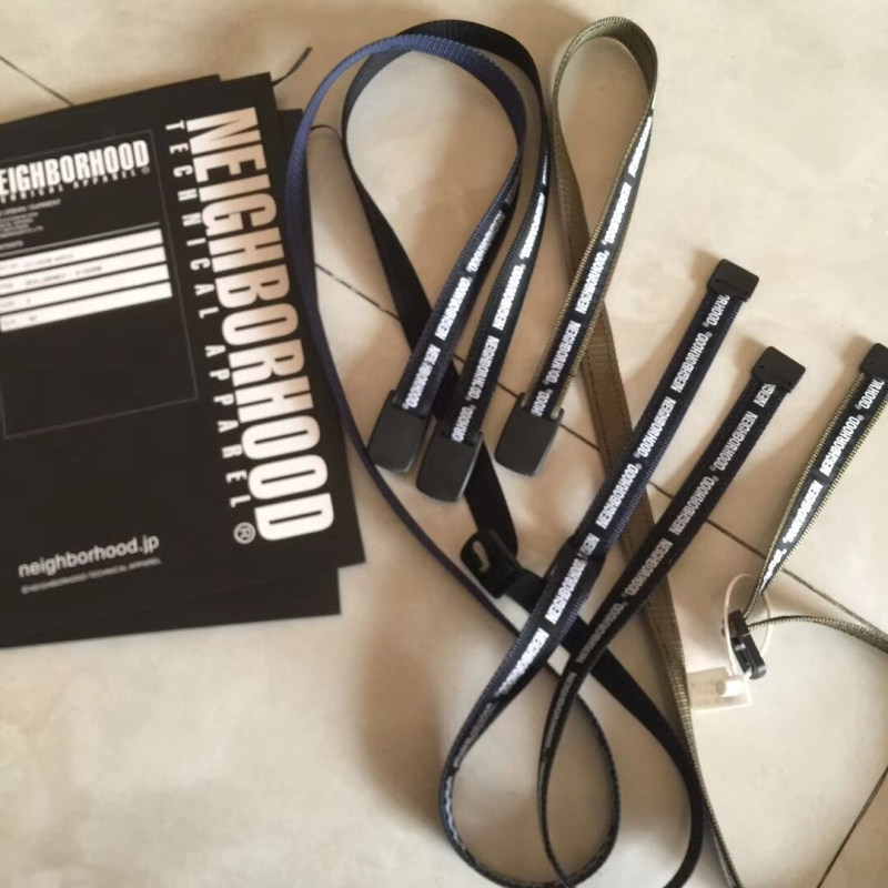 余文乐潮流 NBHD wtaps  18SS新款 军事帆布平滑扣式腰带皮带