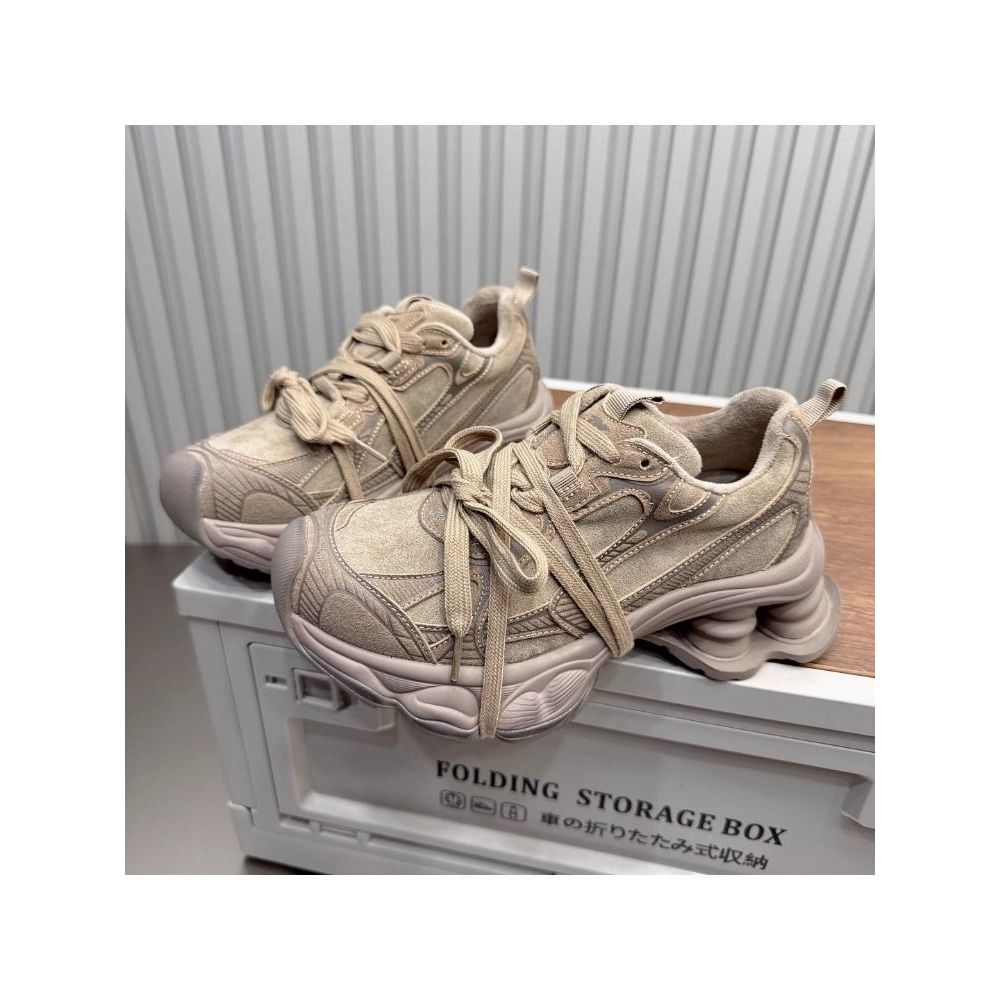 2025秋冬爆款欧货小个子6cm休闲轻便时尚潮流百搭双鞋带老爹鞋女