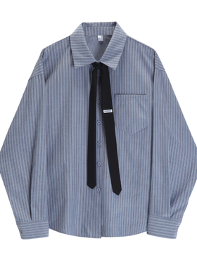 条纹衬衫女2026春秋新款设计感小众宽松百搭港风叠穿内搭chic衬衣