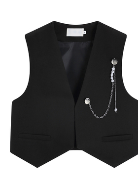 复古英伦风西装马甲女2026春夏外搭叠穿气质宽松显瘦短款马甲背心