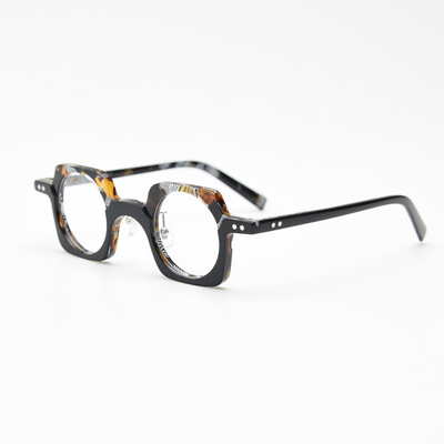 复古艺术拼色方框眼镜不落俗尘男潮个性女防蓝光圆板材镜架配近视